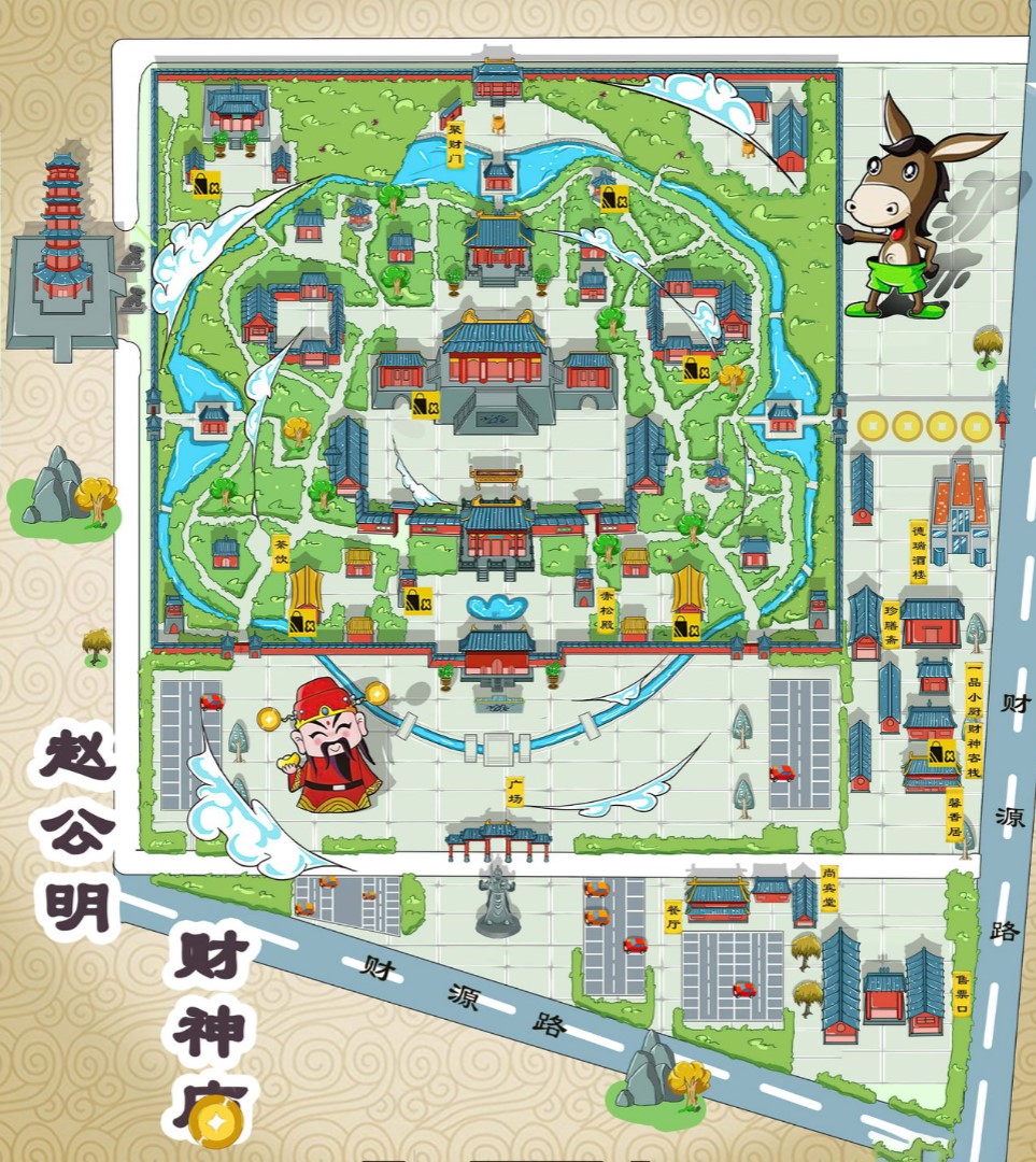 高阳寺庙类手绘地图